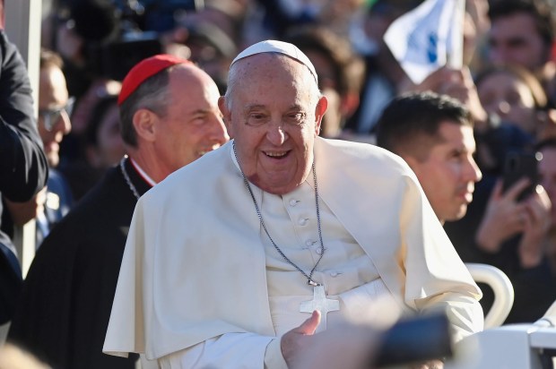 Pope Francis on an official visit to Corsica, France.