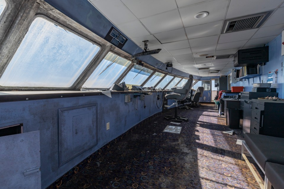 The bridge of an abandoned cruise ship.