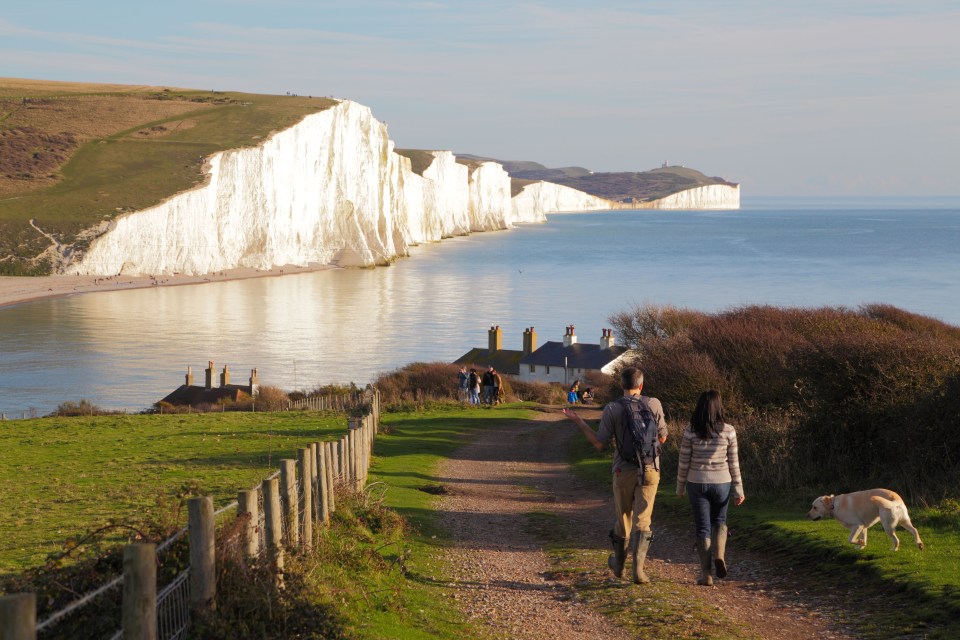 The white cliffs of the Seven Sisters and Beachy Head can be explored by foot on the South Downs Way