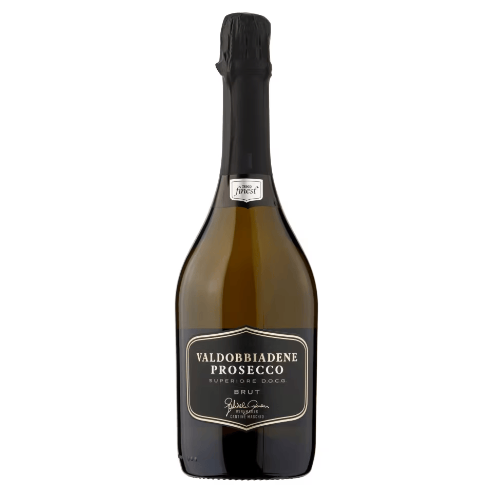 Bottle of Valdobbiadene Prosecco Superiore DOCG Brut.