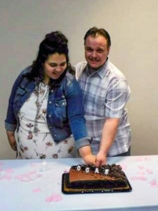 Panariello and Jade are seen here on their wedding day