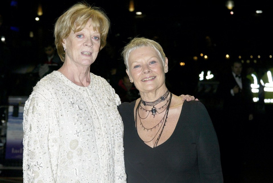 Dame Maggie Smith and Dame Judi Dench at a film premiere.