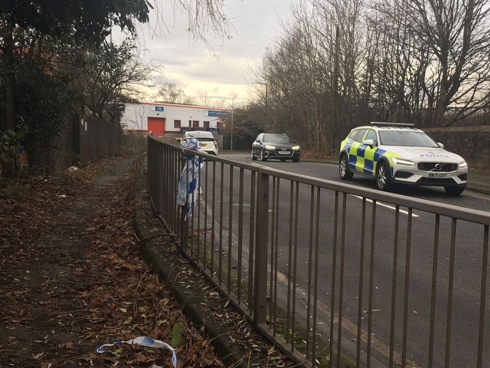 Police car at scene of fatal accident on Dartmouth Road, Smethwick.