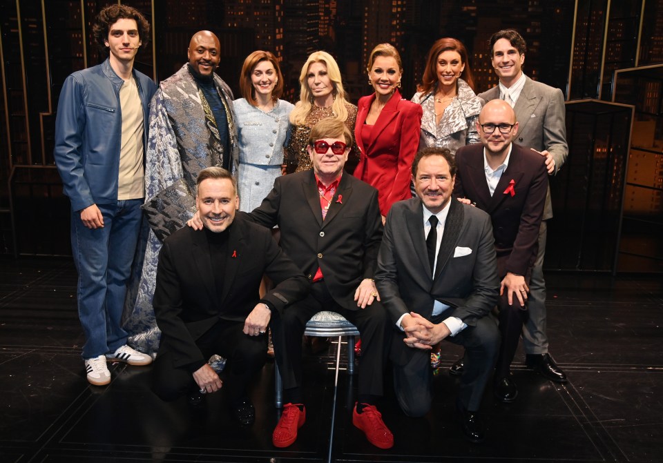 Elton joined the cast – led by Vanessa Williams (pictured in red) for the occasion