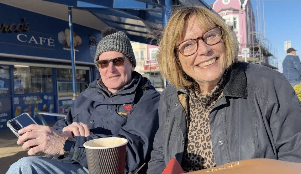 Retired teacher Ann Thomas and retired aviation engineer David Huntley at Barry Island.