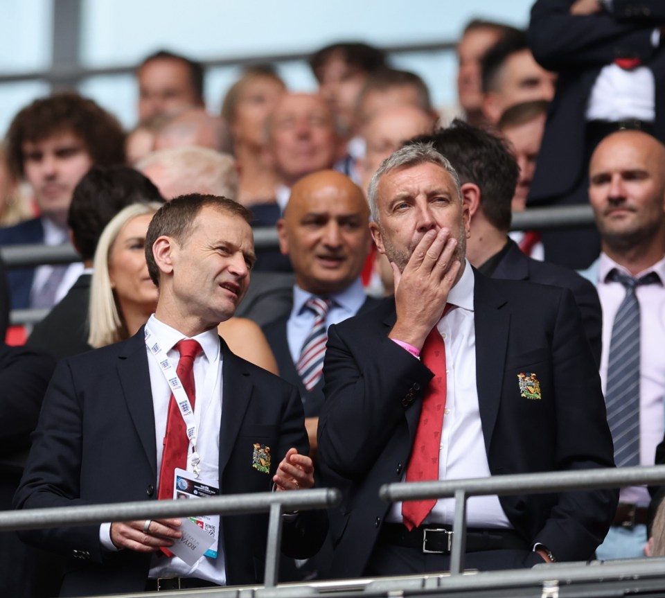 Manchester United's sporting director Dan Ashworth and technical director Jason Wilcox at the FA Community Shield.