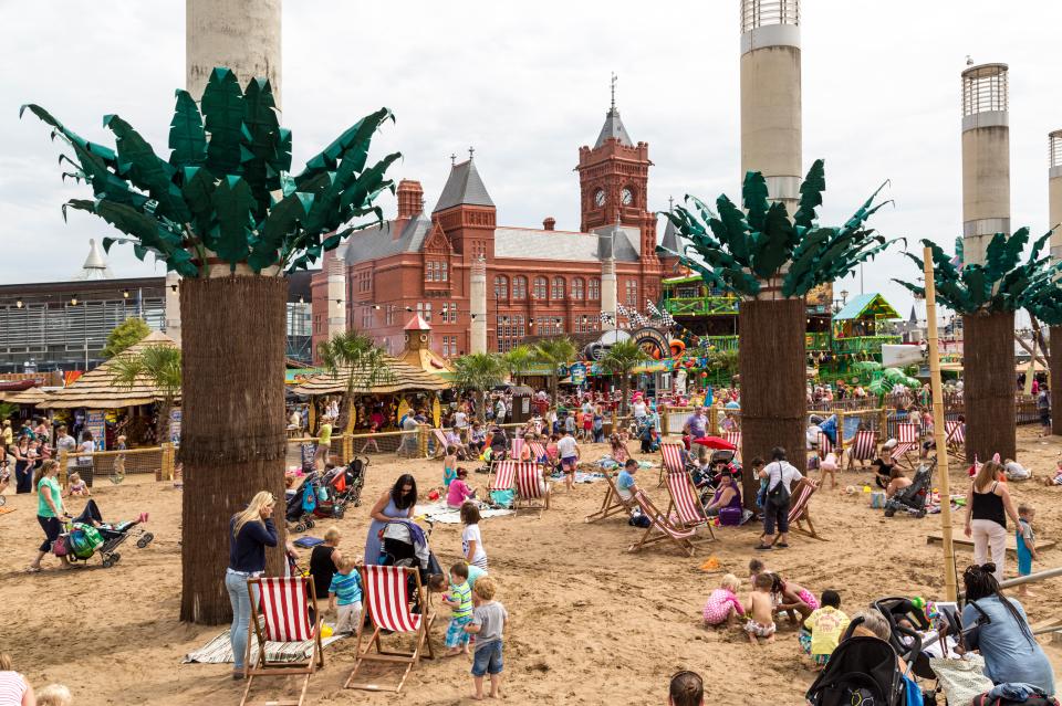 In the summer holidays, Cardiff Bay Beach is free to enter, with rides and attractions for the whole family