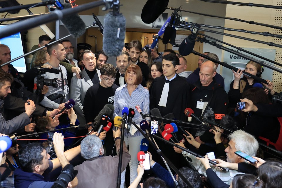 Gisele Pelicot, with her lawyers, speaks to the media after her ex-husband's 20-year sentence for drugging and raping her