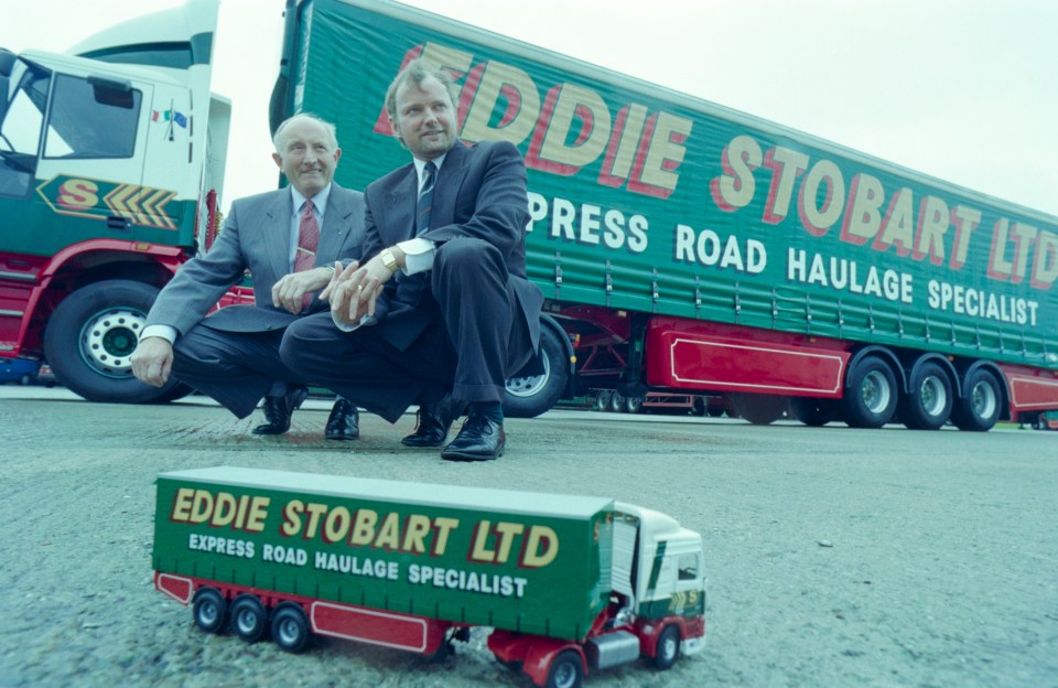 Eddie Stobart (left) with his son Edward Stobart, who later took over the company