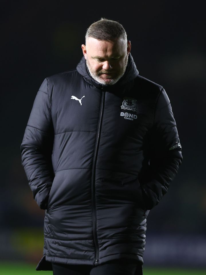 Wayne Rooney, Plymouth Argyle manager, looking dejected.