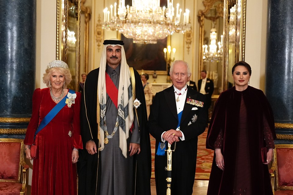 Charles and Queen Camilla with the Emir and his wife Sheikha Jawaher