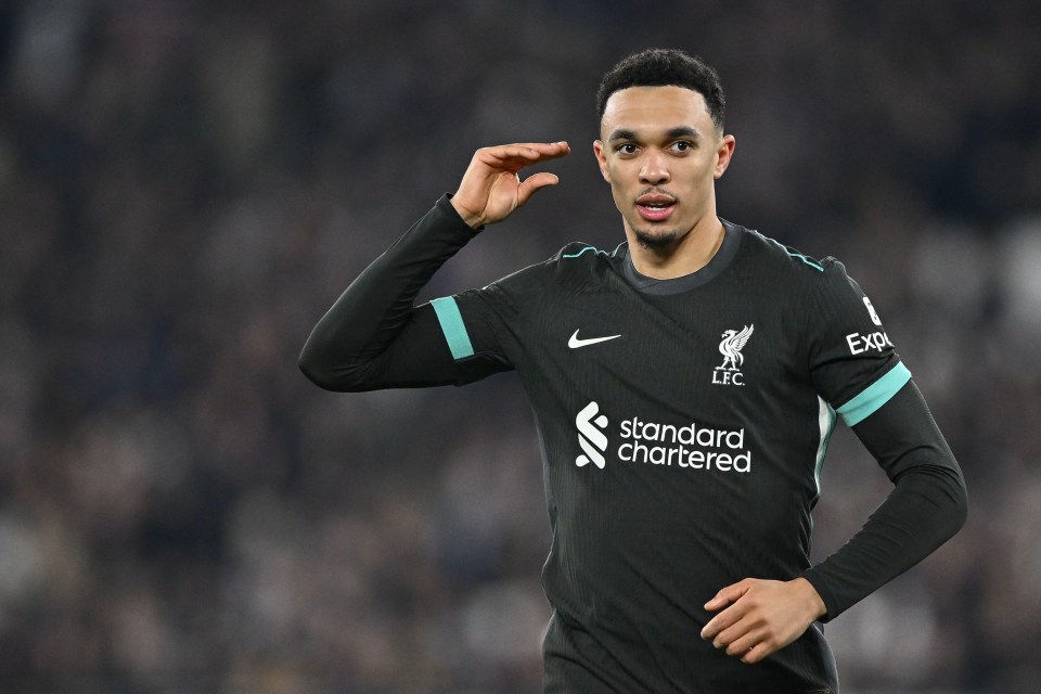 Trent Alexander-Arnold of Liverpool celebrating a goal.