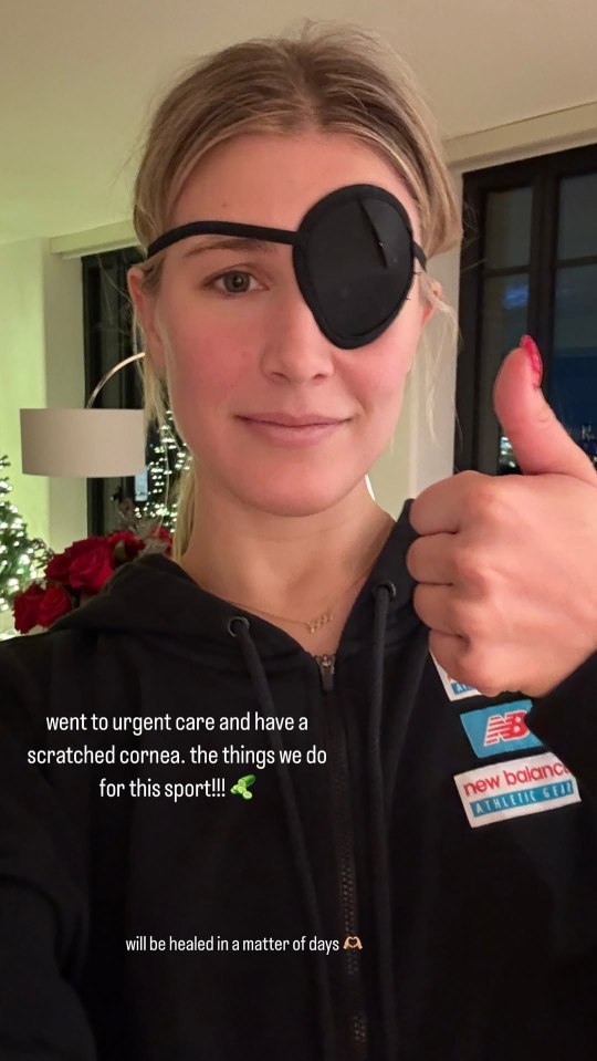 Bouchard was rushed to hospital and had to wear an eye patch