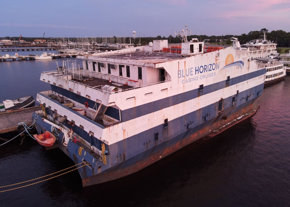 The exterior of the abandoned cruise ship