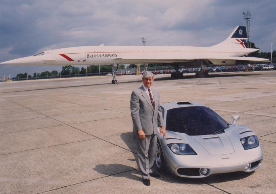 Fred poses in front of Concorde alongside a McLaren