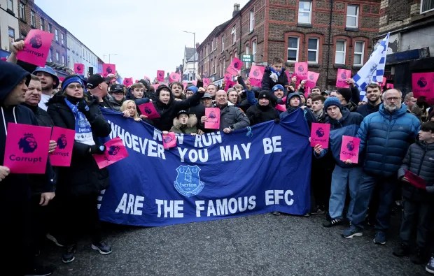 Toffees fans reacted furiously to the club's point deductions last season