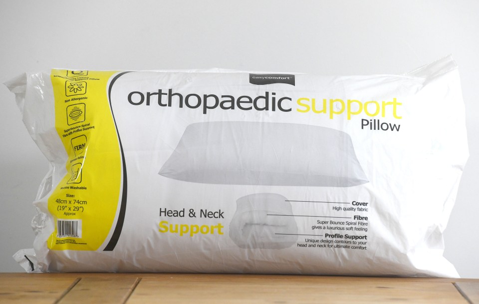 EasyComfort Orthopaedic Support Pillow in packaging.