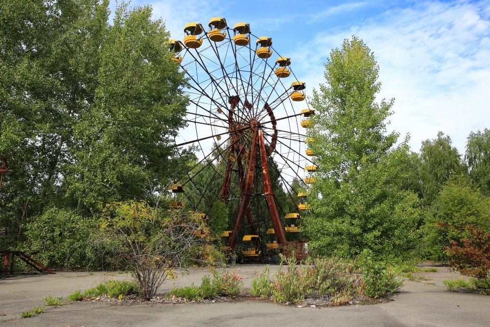 Rusty Ferris wheel in Pripyat, Chernobyl Exclusion Zone.