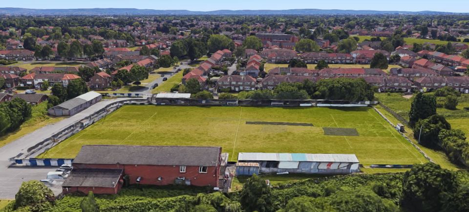 Aerial view of Flixton FC ground.