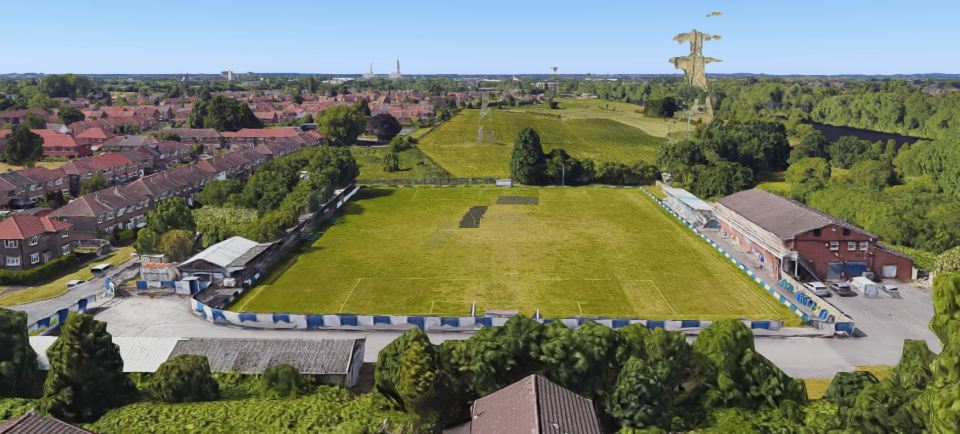 Aerial view of Flixton FC ground.