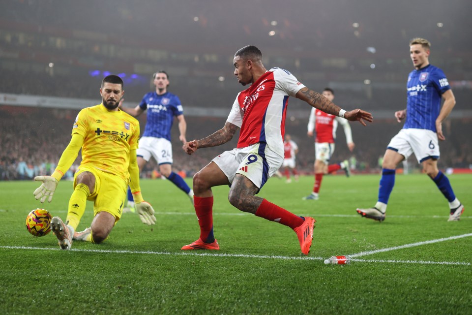 Gabriel Jesus scored from a seemingly impossible angle but it was chalked off for offside