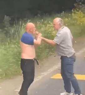 The shocking brawl unfolded at the side of the A47 in Norfolk