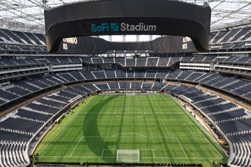 Interior view of SoFi Stadium.