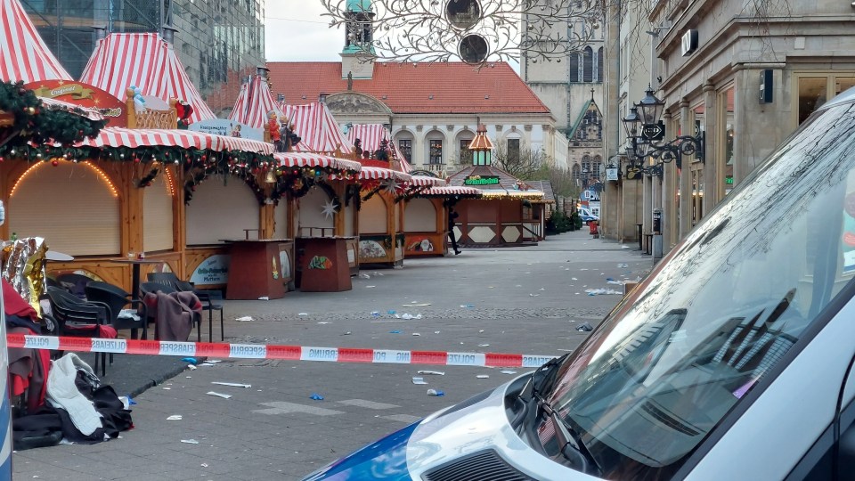 The car sped down Alter Markt - where the Christmas market was