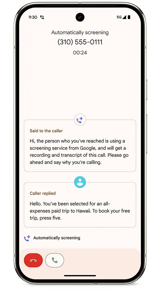 It's possible to read live transcripts of phone calls that your robot helper has answered