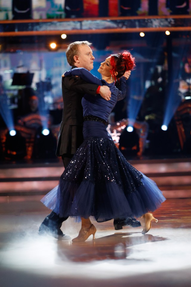 Chris McCausland and Dianne Buswell ballroom dancing on Strictly Come Dancing.