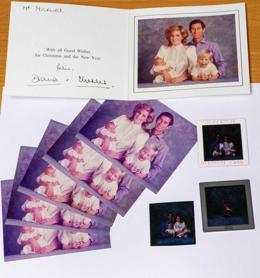 A Christmas card signed by the then Prince of Wales and Diana, Princess of Wales