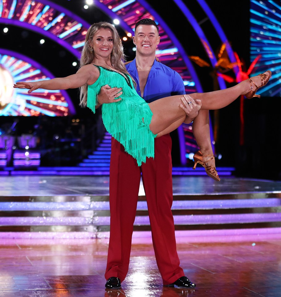 Helen Skelton and Kai Widdrington pose during Strictly Come Dancing