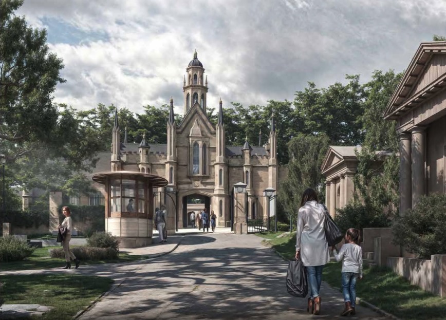 Rendered image of Highgate Cemetery's proposed entrance.