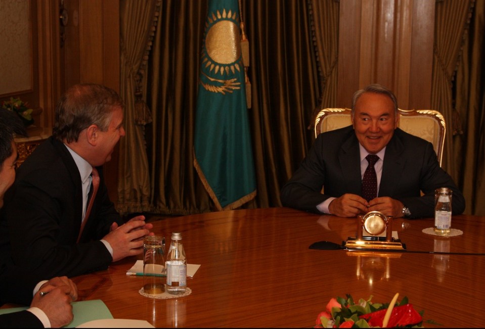 The Duke of York meets Nursultan Nazarbayev on a visit to Kazakhstan in 2010