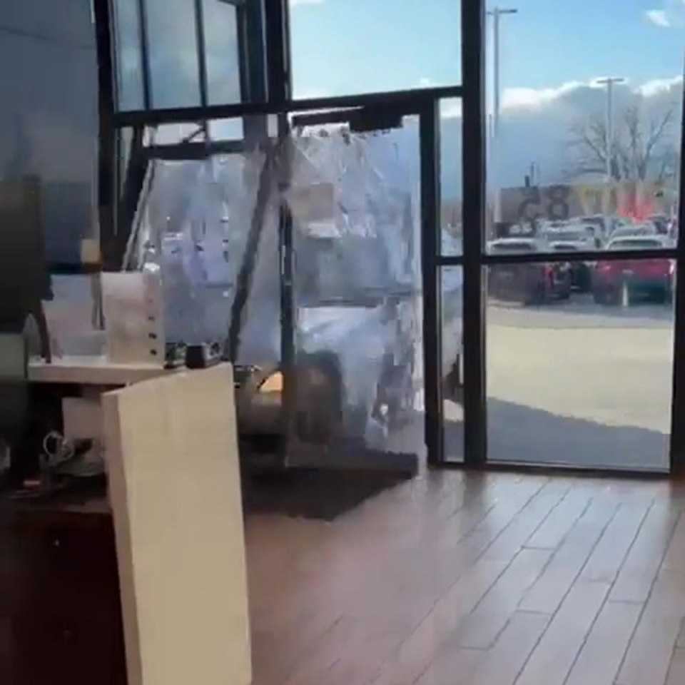 The moment the car drives into the dealership in Utah, US