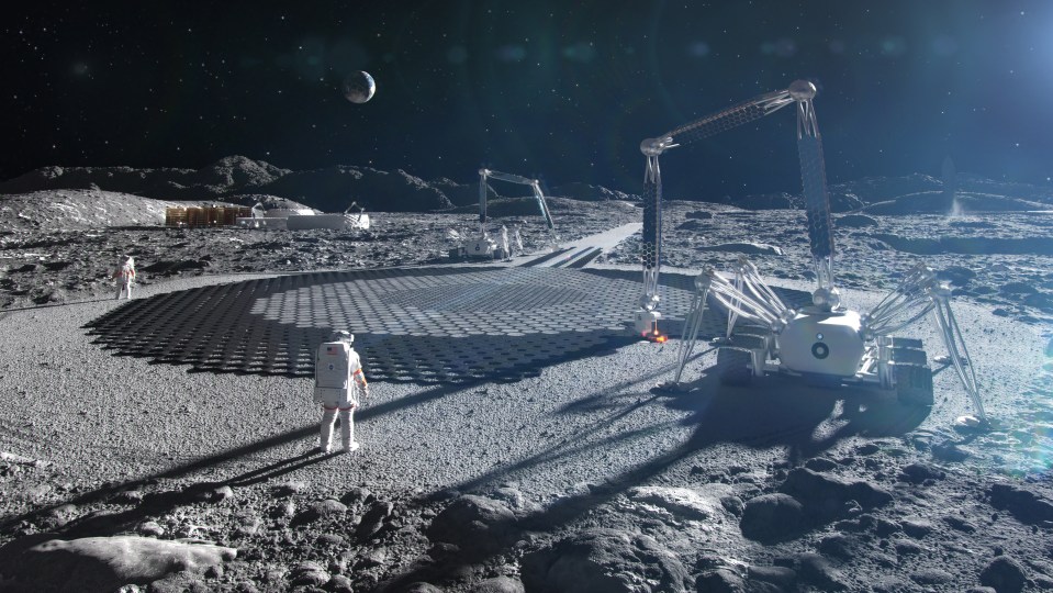 Giant robots will 3D-print structures on the Moon's surface using local materials