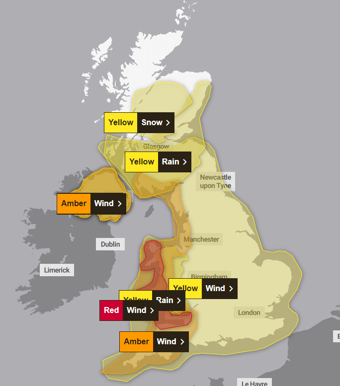 The Met Office has issued a red warning