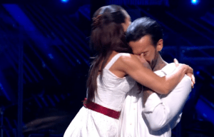 The Towie star broke down in tears when they avoided the dance off