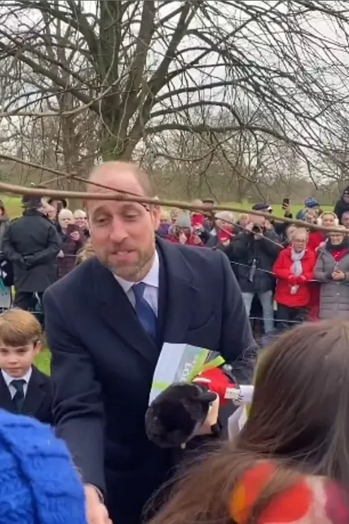 Prince William greeting well-wishers.