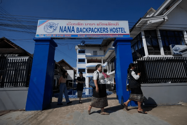 Health officials leaving Nana Backpackers hostel after questioning staff