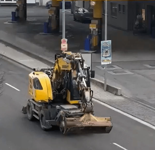 The digger was used on the man's 50-minute rampage through Germany