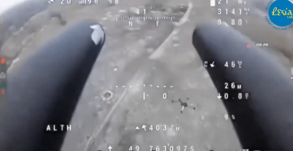 Ukraine's impressive shotgun-wielding drone chases after a Russian drone on the frontlines