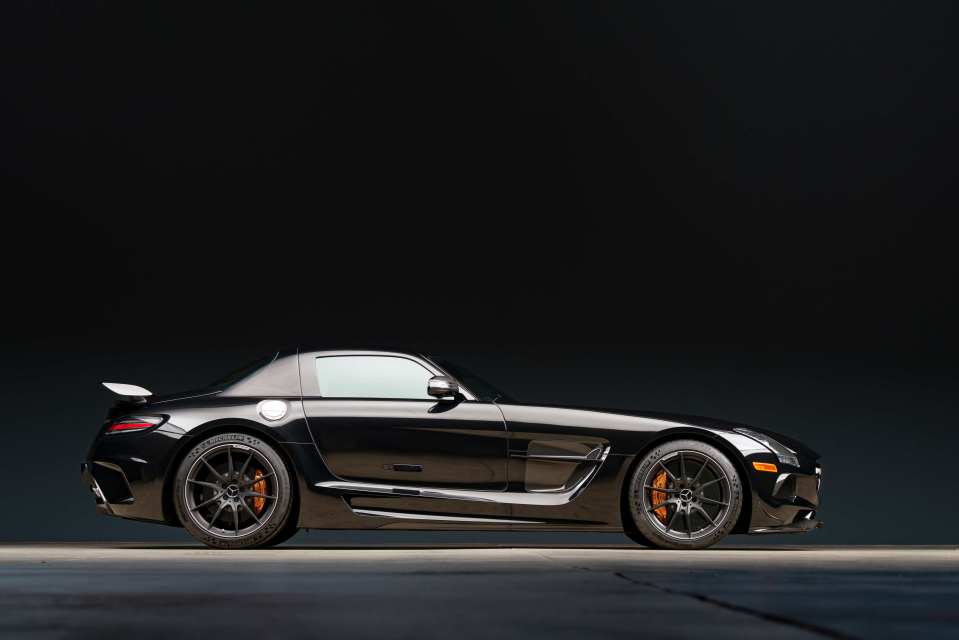 Black 2014 Mercedes-Benz SLS AMG Black Series with low mileage.