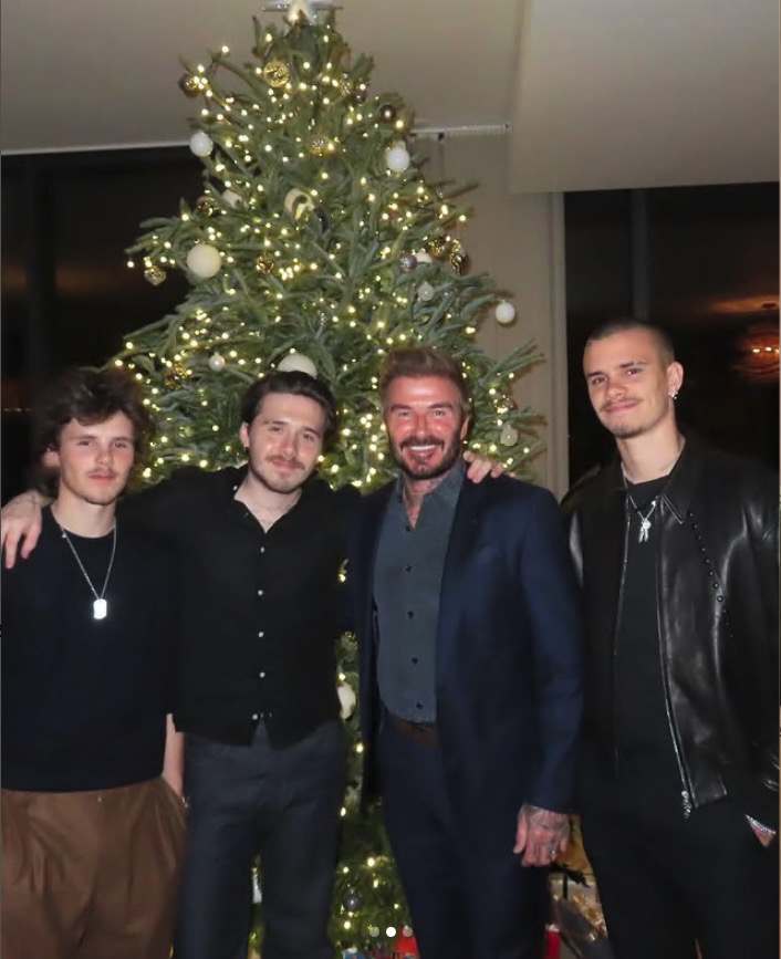 David Beckham with his sons at Christmas.