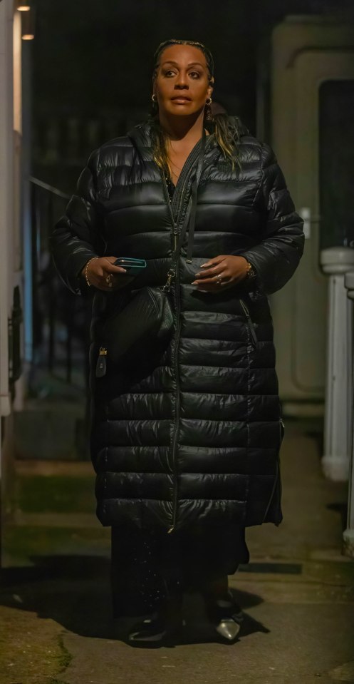 Alison Hammond kept warm in a black padded coat