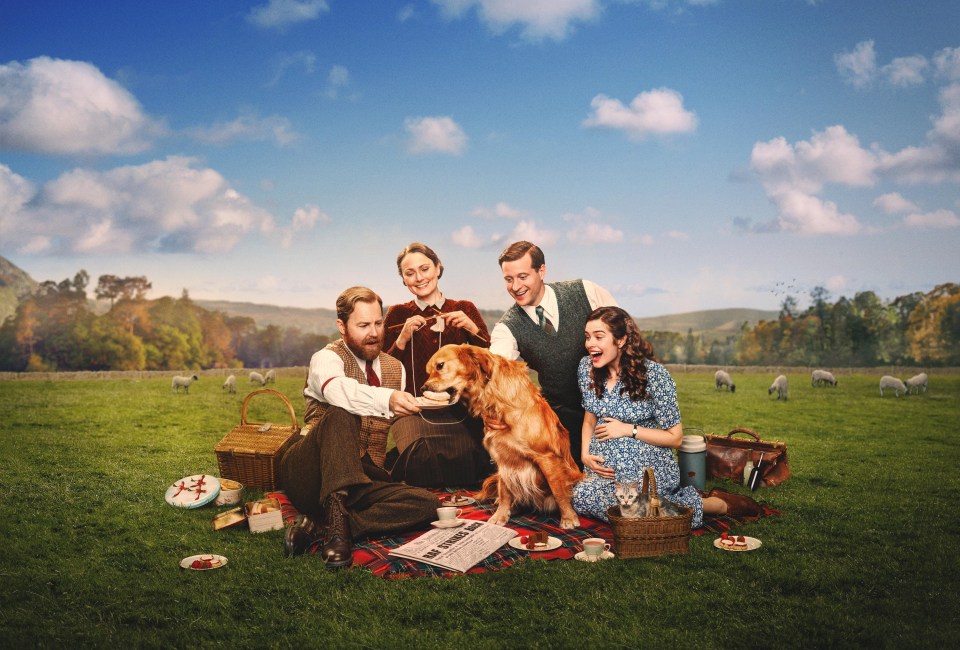 "All Creatures Great and Small" cast enjoying a picnic.