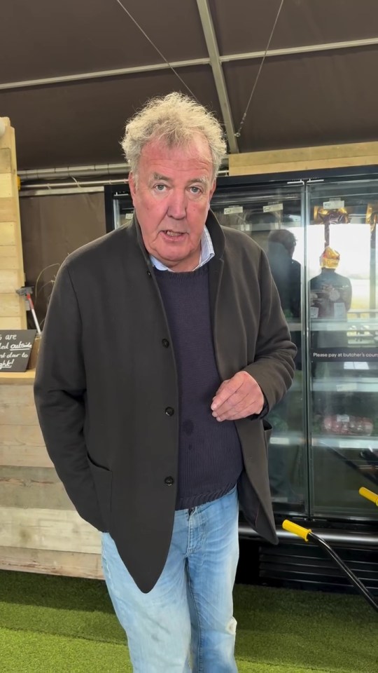 The Clarkson's Farm personality appeared in a new video from his farm shop tent