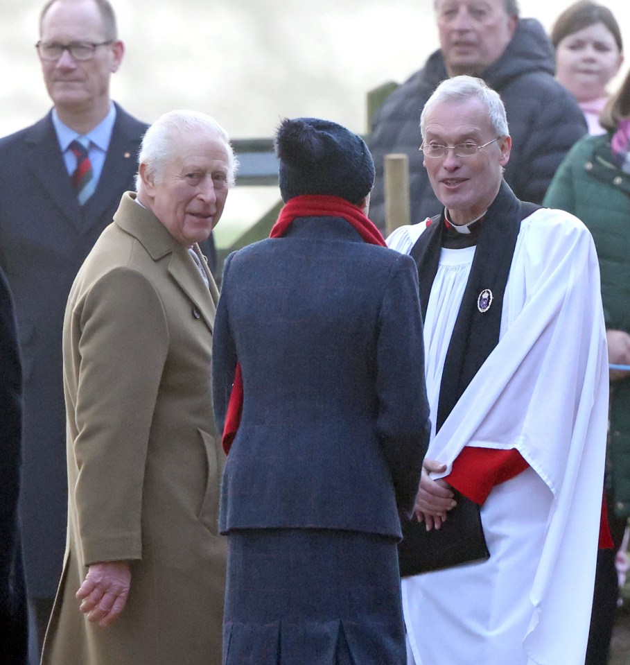 King Charles III and Princess Anne at a church service.