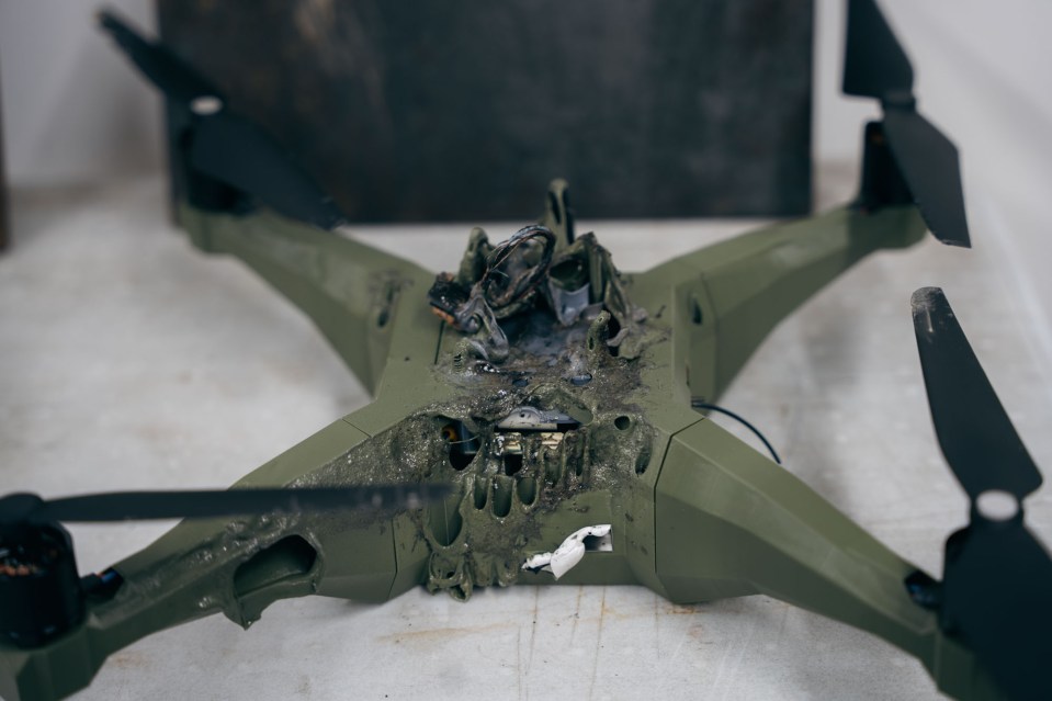 A drone successfully destroyed by the 'groundbreaking technology'