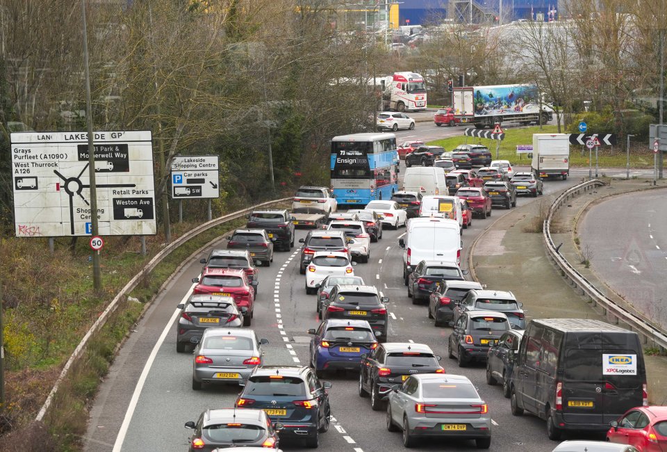 Last minute shoppers sat in traffic outside Lakeside in Essex